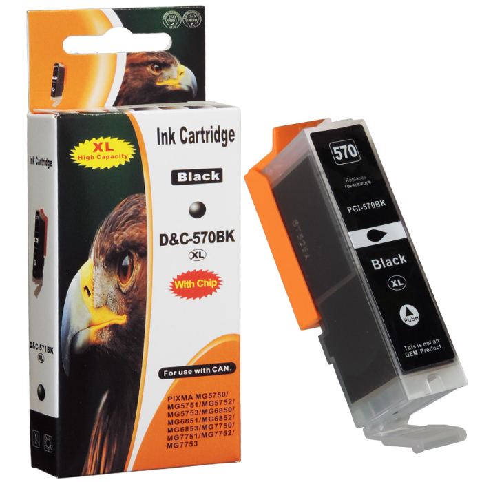 Kompatibel Canon PGI-570 XL, 0318C001 PGBK Schwarz Black pigmentiert Druckerpatrone f&uuml;r 500 Seiten von D&amp;C