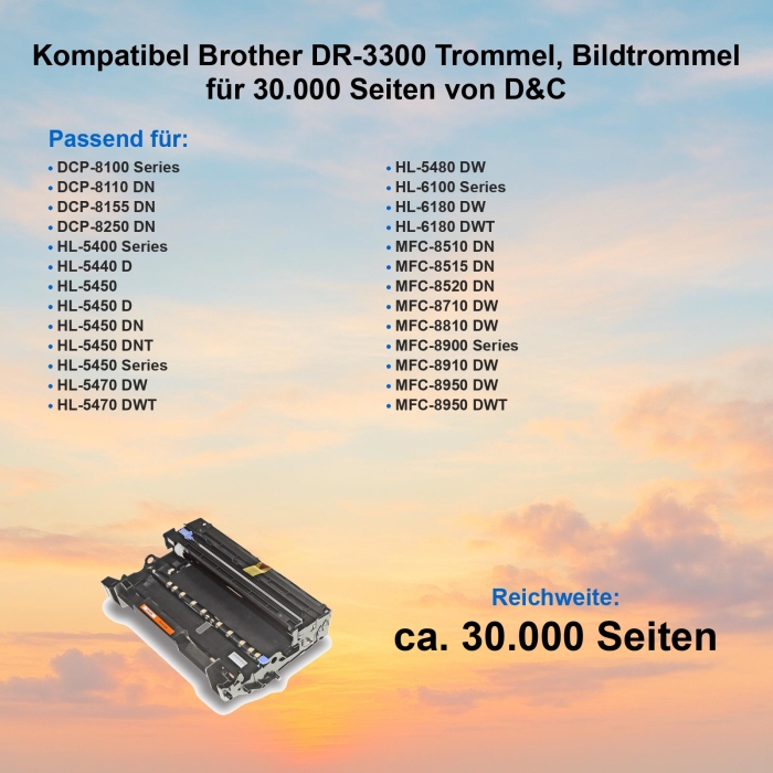 Kompatibel Brother DR-3300 Trommel, Bildtrommel für 30.000 Seiten von D&C