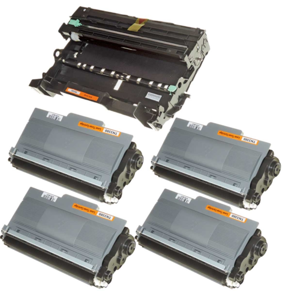 Kompatibel Brother DR-3300 & 4x TN-3380 Trommel und Toner Sparset von D&C