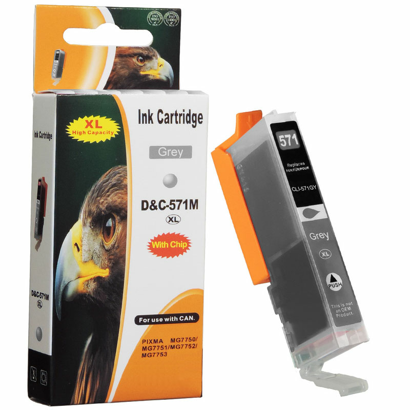 Kompatibel Canon CLI-571 XL, 0335C001 GY Grau Grey Druckerpatrone für 290 Seiten von D&C