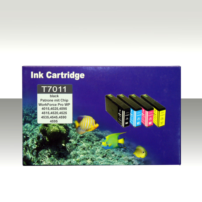 Kompatibel Epson T7021, T702, C13T70214010, T7011, C13T70114010, Pyramiden, Big Ben, Eiffelturm, C13T70314010, T701, T703, T7031 BK Schwarz Black Druckerpatrone für 3400 Seiten von D&C