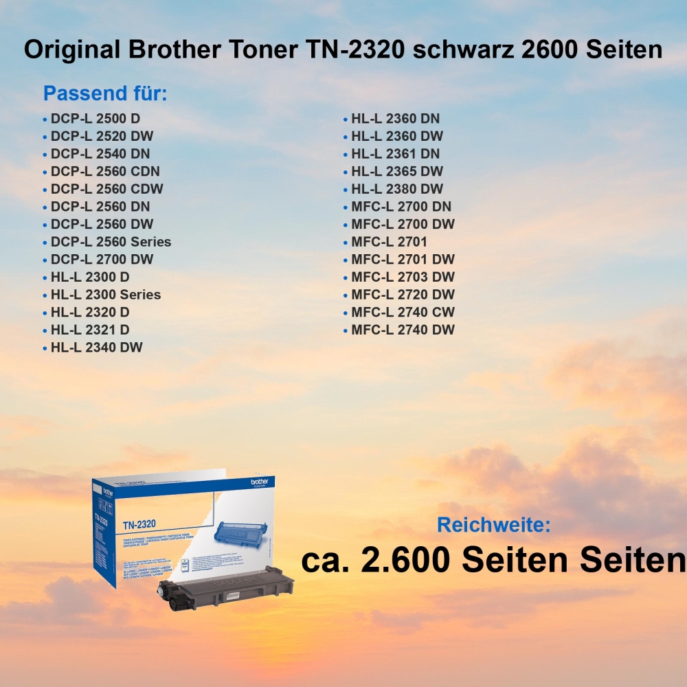 Original Brother Toner TN-2320 schwarz 2600 Seiten