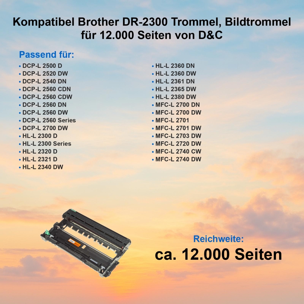Kompatibel Brother DR-2300 Trommel, Bildtrommel für 12.000 Seiten von D&C