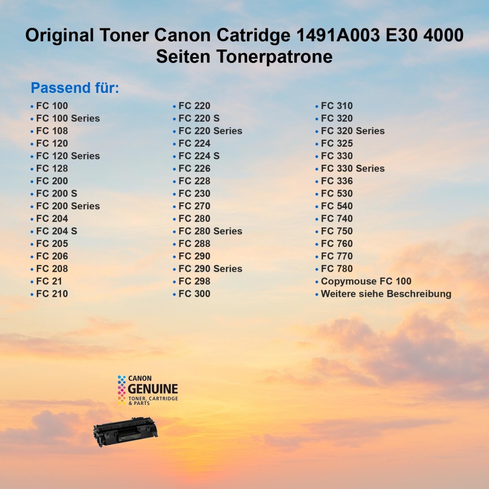 Original Toner Canon Catridge 1491A003 E30 4000 Seiten Tonerpatrone