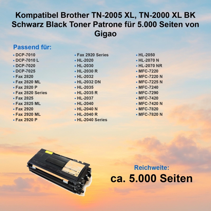 Kompatibel Brother TN-2005 TN-2000 Schwarz XXL Toner...
