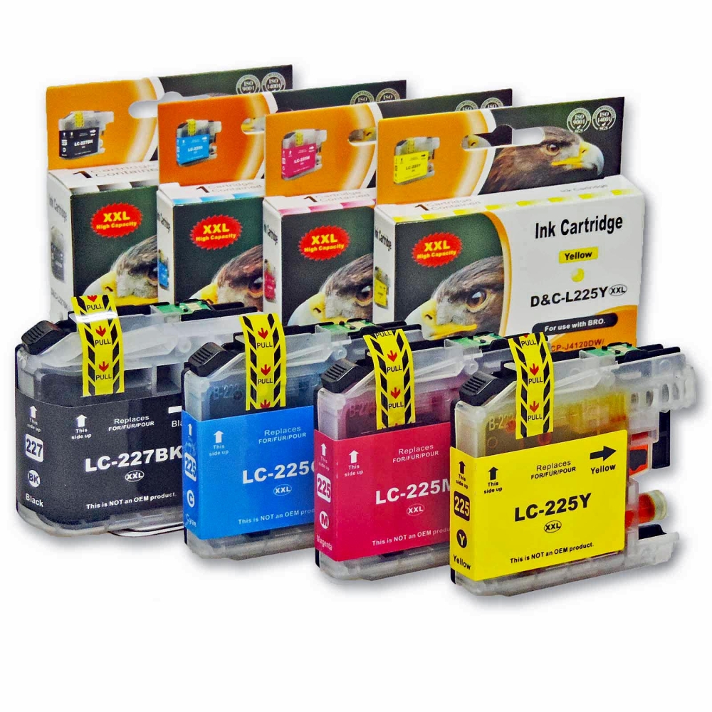 Kompatibel Brother LC-225 XXL, LC-227 XXL Set 4 Druckerpatronen von D&C