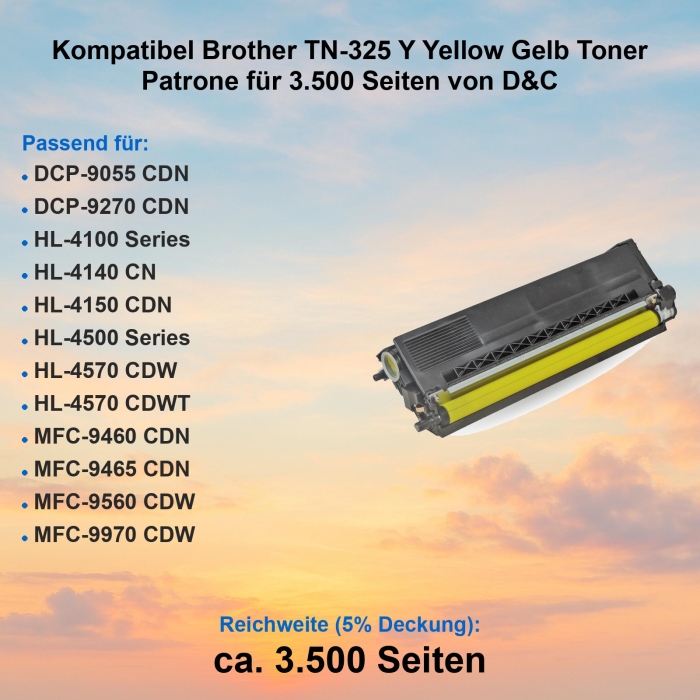 Kompatibel Brother TN-325 Y Yellow Gelb Toner Patrone...