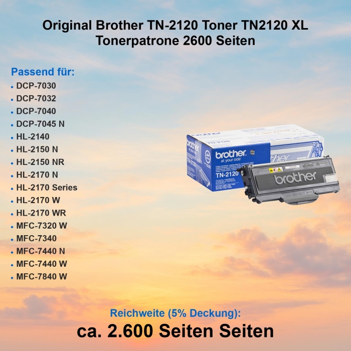 Original Brother TN-2120 Toner TN2120 XL Tonerpatrone...