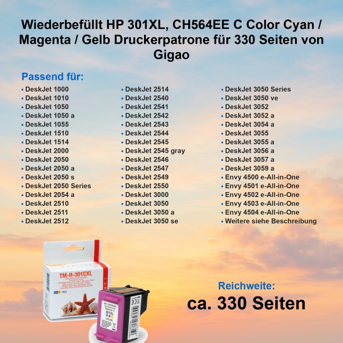 Kompatibel HP 301XL, CH564EE C Color Cyan / Magenta /...