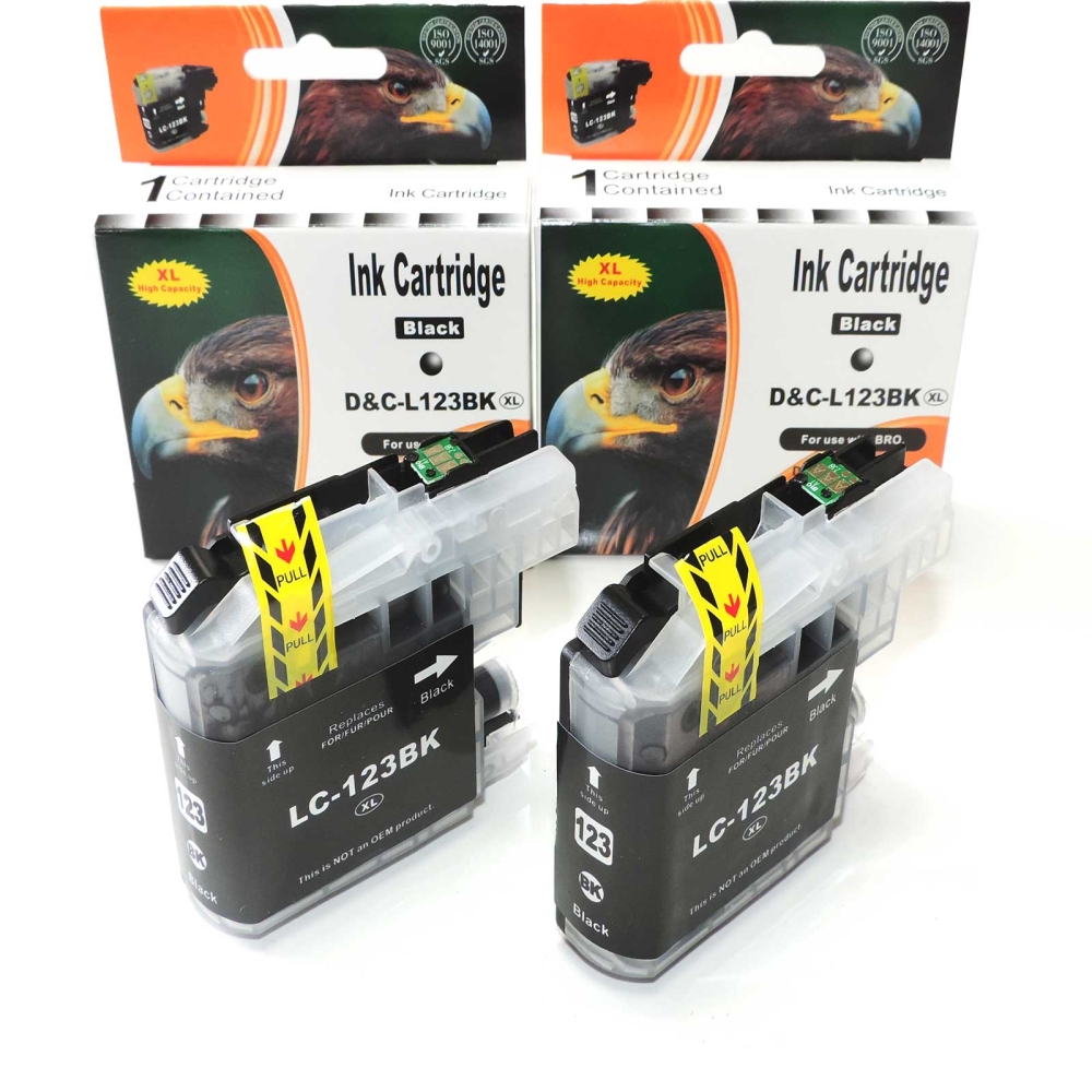 Kompatibel 2x Brother LC-123 XL BK Black Multipack schwarze Druckerpatronen je 600 Seiten von D&C