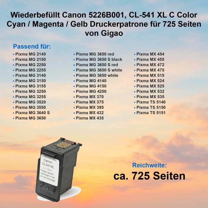 Kompatibel Canon 5226B001, CL-541 XL C Color Cyan /...