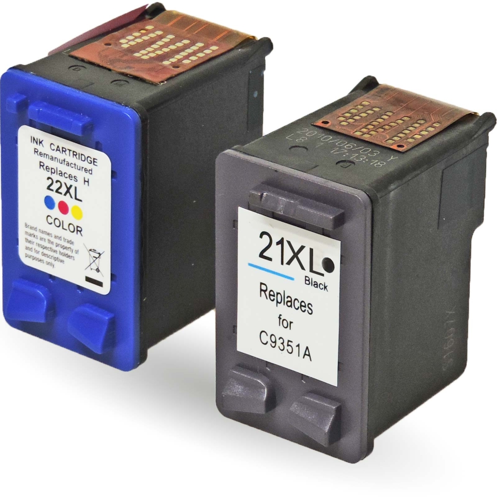 Kompatibel 2er Set HP 21XL BK C9351AE + 22XL C C9352AE Druckerpatronen Schwarz + alle Farben von Gigao