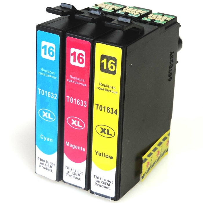 Kompatibel 3er Set Epson 16XL, Füller, T1636, C13T16364010 Druckerpatronen alle 3 Farben Tinte von D&C