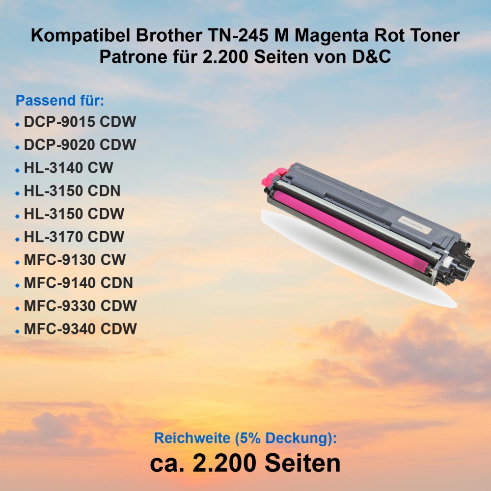 Kompatibel Brother TN-245M Magenta Rot Toner Patrone für 2.200 Seiten von D&C