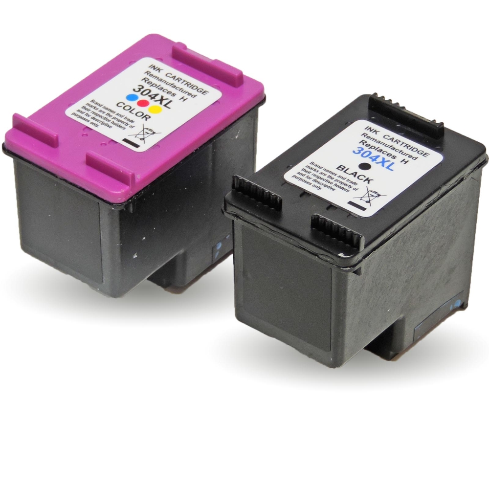 Wiederbefüllt 2er Set HP 304XL BK N9K08AE + 304XL C N9K07AE Druckerpatronen wiederbefüllt Schwarz + alle Farben von Gigao