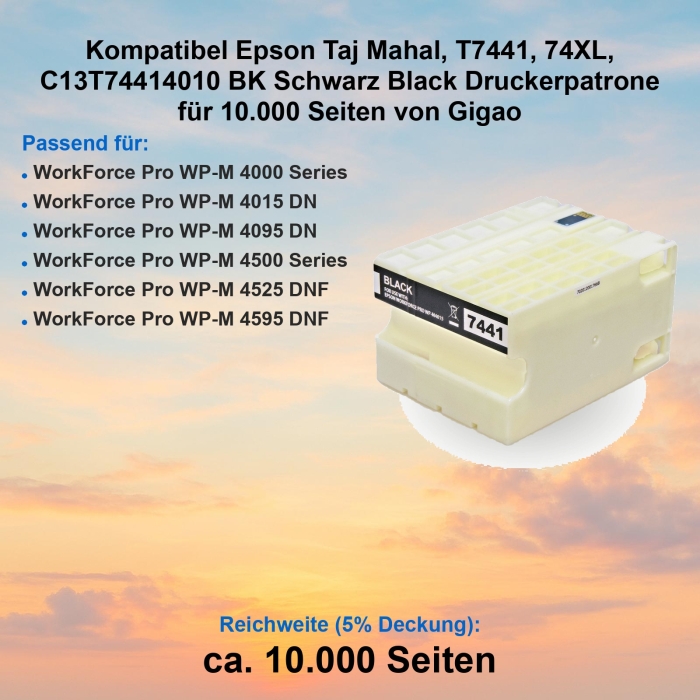 Kompatibel Epson Taj Mahal, T7441, 74XL, C13T74414010 BK...