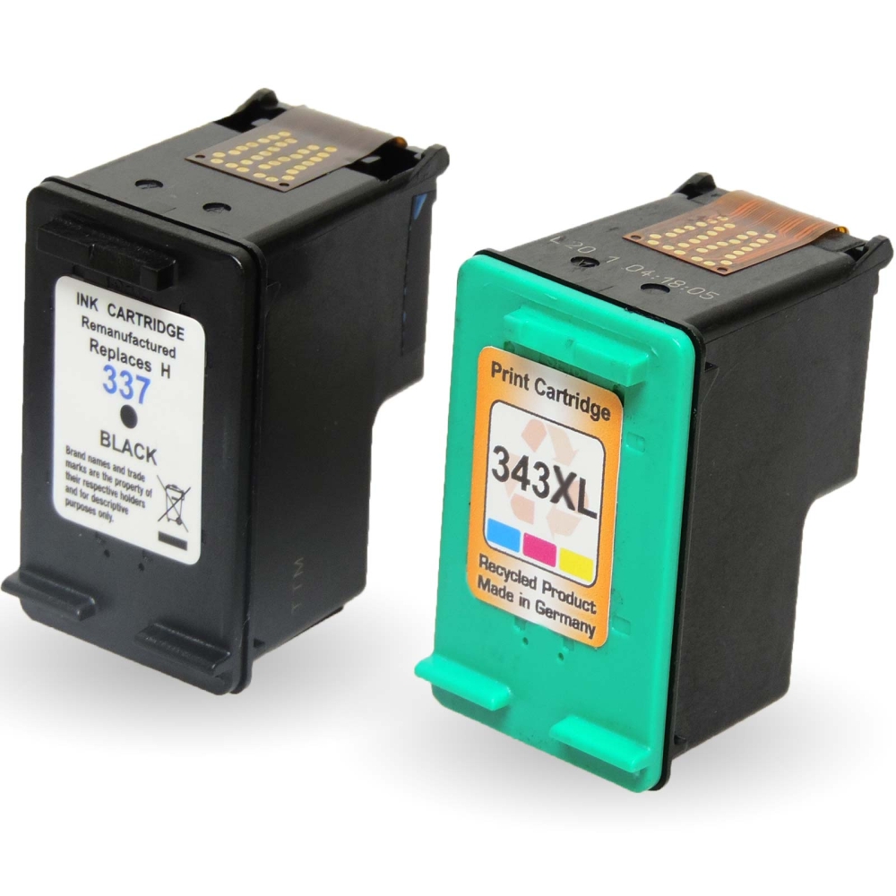 Kompatibel 2er Set HP 337 C9362EE + 343 C8766EE Druckerpatronen Schwarz + alle Farben von Gigao