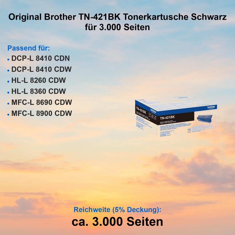 Original Brother TN-421BK Tonerkartusche Schwarz für 3.000 Seiten