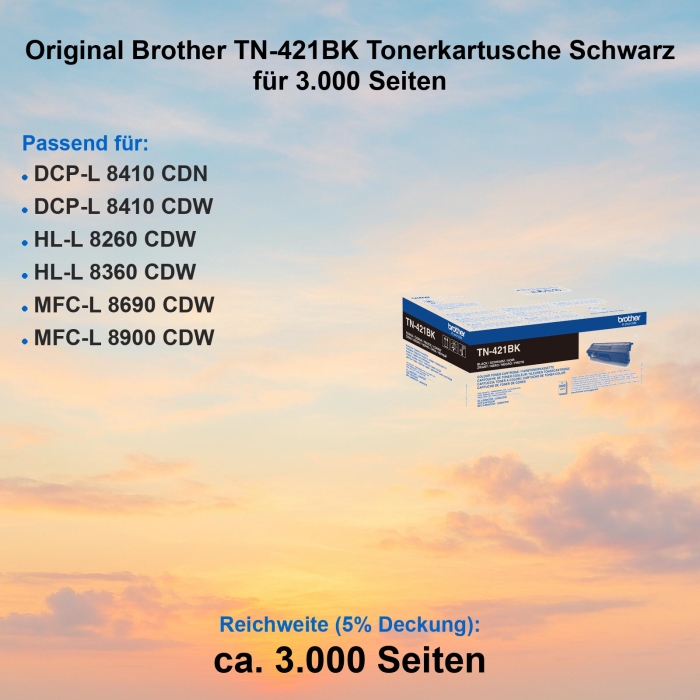 Original Brother TN-421BK Tonerkartusche Schwarz für 3.000 Seiten