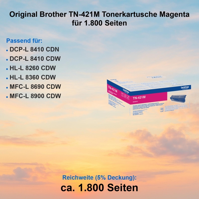 Original Brother TN-421M Tonerkartusche Magenta für 1.800 Seiten