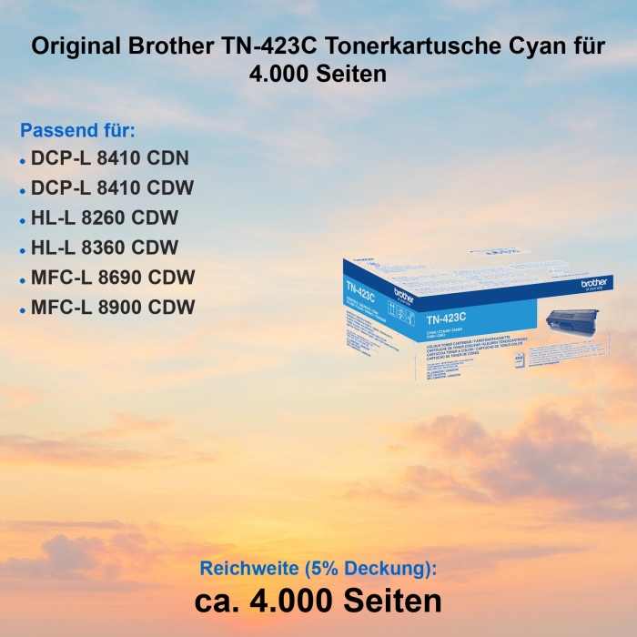 Original Brother TN-423C Tonerkartusche Cyan für 4.000 Seiten