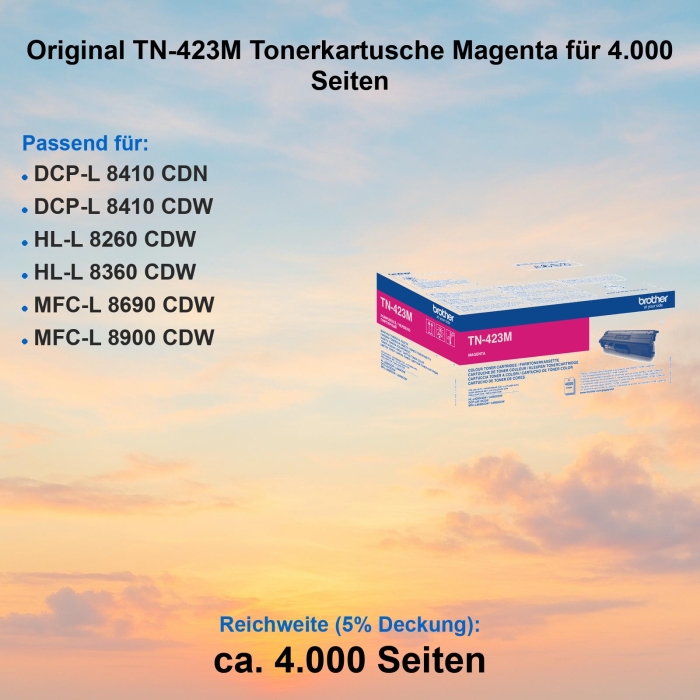 Original TN-423M Tonerkartusche Magenta für 4.000 Seiten