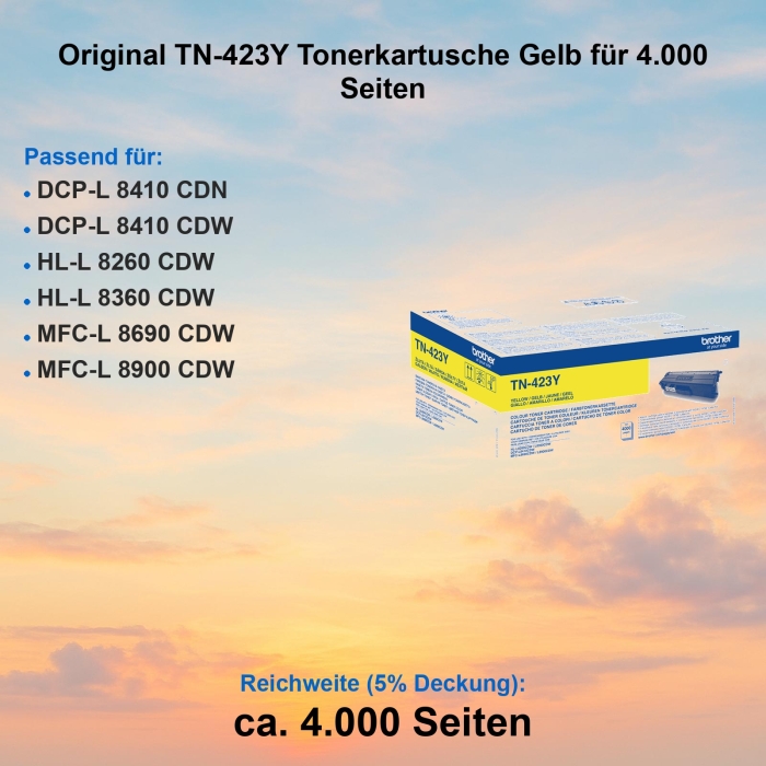 Original TN-423Y Tonerkartusche Gelb für 4.000 Seiten