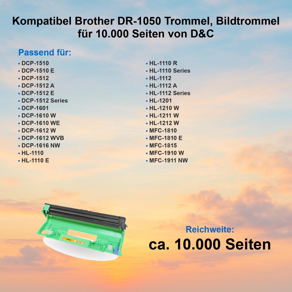 Kompatibel Brother DR-1050 Trommel, Bildtrommel für 10.000 Seiten von D&C