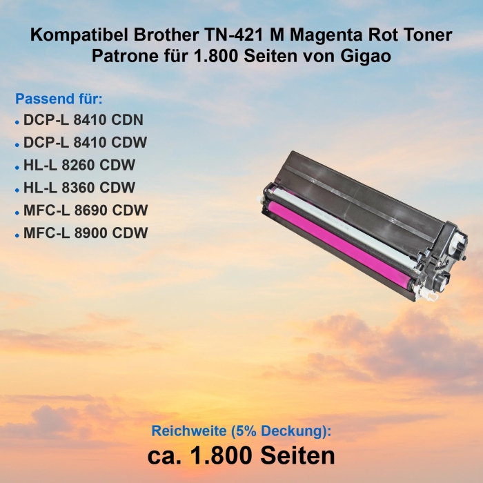 Kompatibel Brother TN-421 M Magenta Rot Toner Patrone...