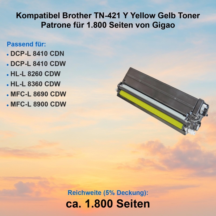 Kompatibel Brother TN-421 Y Yellow Gelb Toner Patrone...