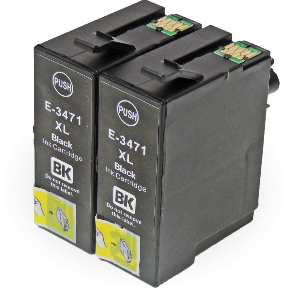 Kompatibel 2x Epson Golfball, T3471, 34XL, C13T34714010 BK Black Multipack schwarze Druckerpatronen je 1.100 Seiten von D&C