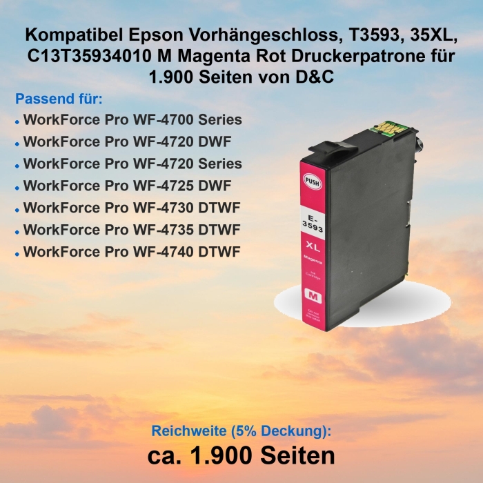 Kompatibel Epson Vorhängeschloss, T3593, 35XL,...