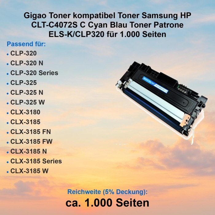Gigao Toner kompatibel Toner Samsung HP CLT-C4072S C Cyan...