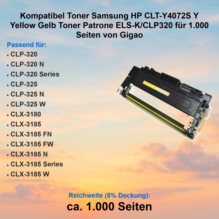 Kompatibel Toner Samsung HP CLT-Y4072S Y Yellow Gelb...