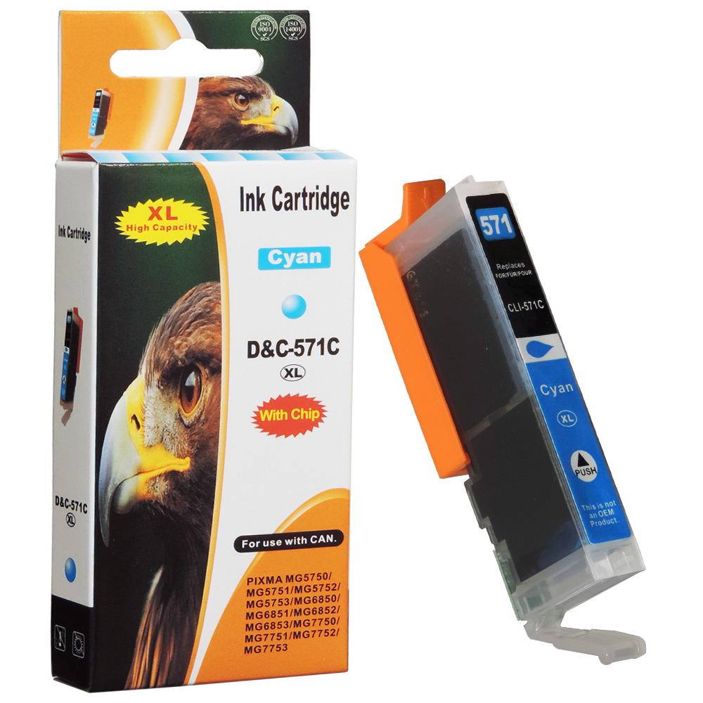 6 Druckerpatronent kompatibel Canon PGI-570 XL, CLI-571 XL  inkl. Tintenfarbe Grau von D&C