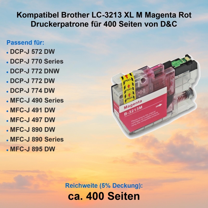 Kompatibel Brother LC-3213 XL M Magenta Rot...