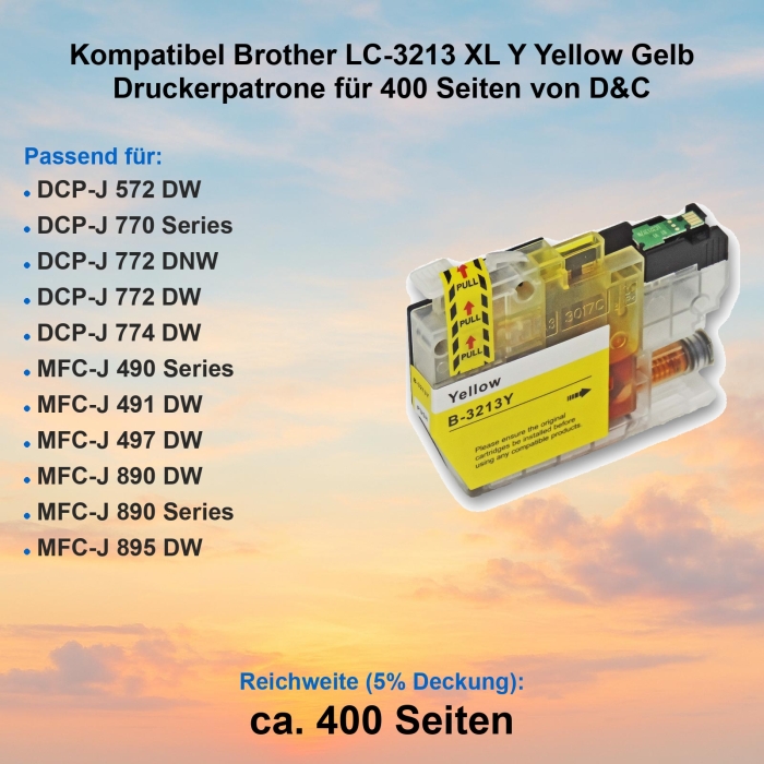 Kompatibel Brother LC-3213 XL Y Yellow Gelb...