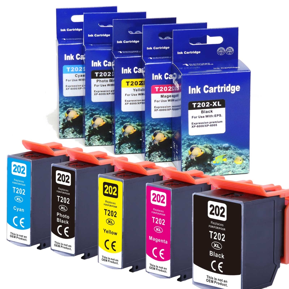 Kompatibel 5er Set Epson Kiwi, T02G7, 202XL, C13T02G74010 Druckerpatronen Tinte von D&C