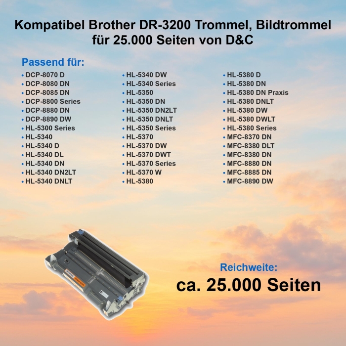 Kompatibel Brother DR-3200 Trommel, Bildtrommel für 25.000 Seiten von D&C