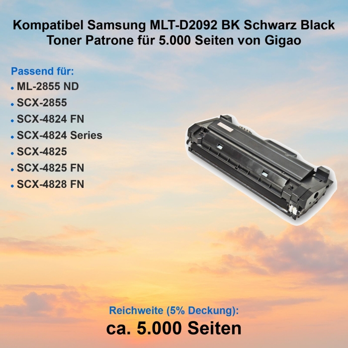 Kompatibel Samsung MLT-D2092 BK Schwarz Black Toner...