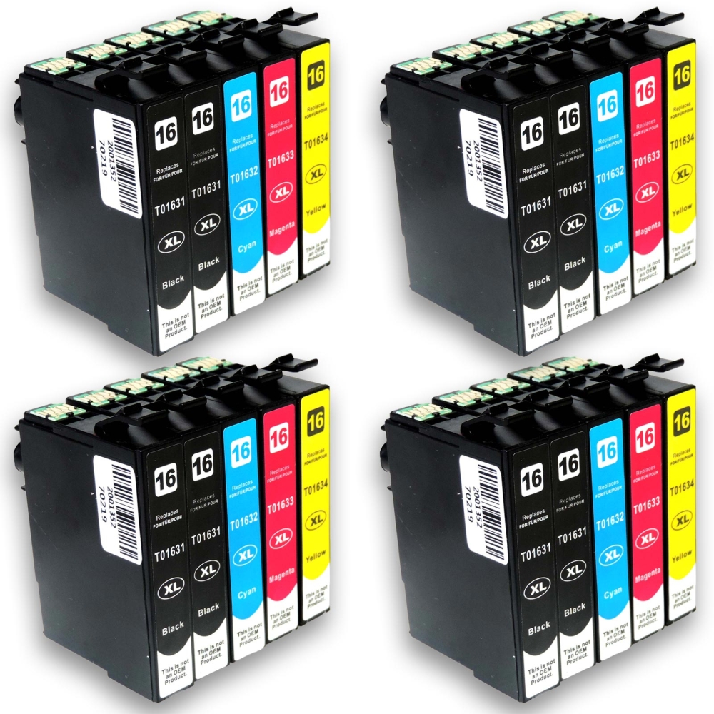 Kompatibel 20er Sparset Epson 16XL, Füller, T1636, C13T16364010 Druckerpatronen Tinte alle Farben im Multipack von D&C