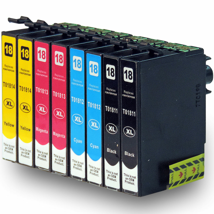 Kompatibel 8er Set Epson Gänseblümchen, T1816, 18XL, C13T18164010 Druckerpatronen Tinte von D&C