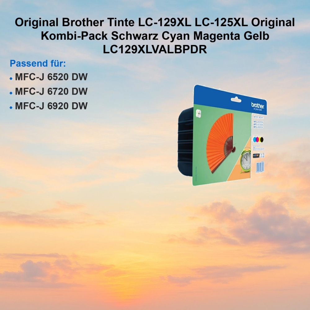 Original Brother Tinte LC-129XL LC-125XL Original Kombi-Pack Schwarz Cyan Magenta Gelb LC129XLVALBPDR