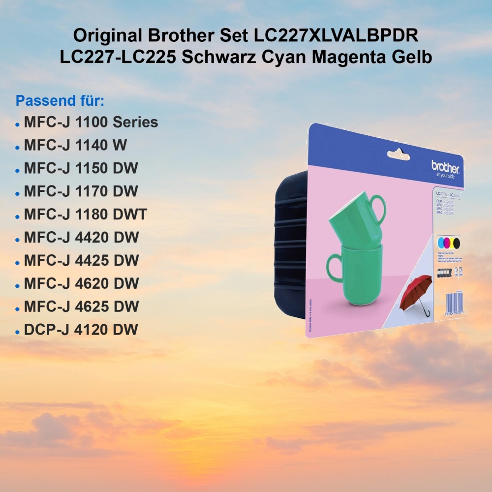 Original Brother Set LC227XLVALBPDR LC227-LC225 Schwarz Cyan Magenta Gelb