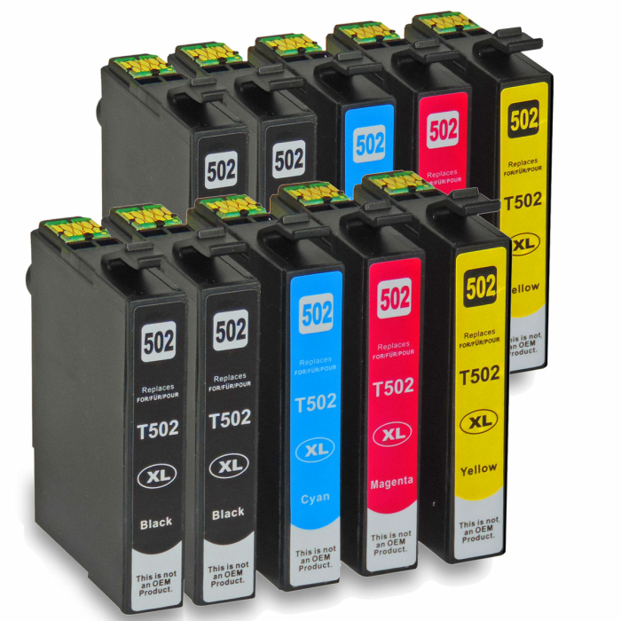 Kompatibel 10er Set Epson Fernglas, T02W6, 502XL, C13T02W64010 Druckerpatronen Tinte alle Farben von D&C