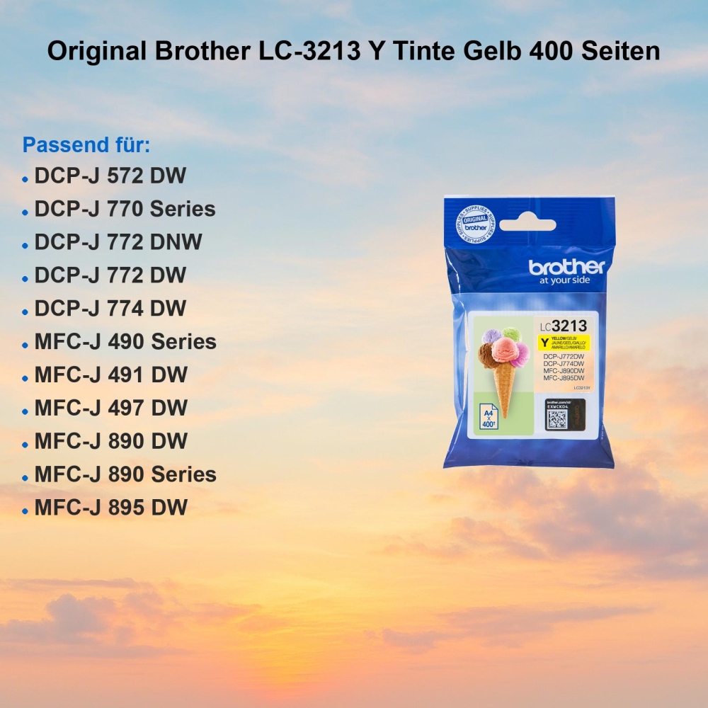 Original Brother LC-3213 Y Tinte Gelb 400 Seiten
