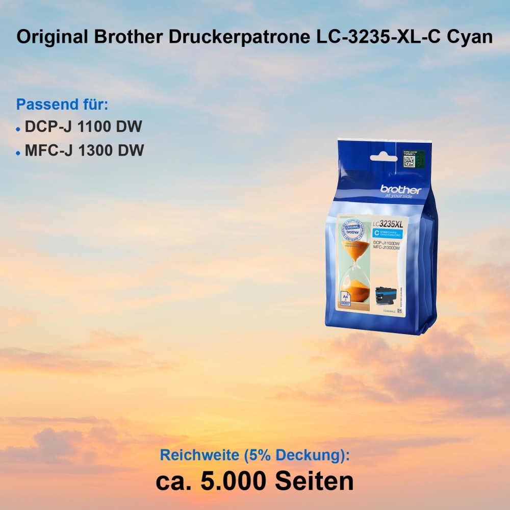 Original Brother Druckerpatrone LC-3235-XL-C Cyan