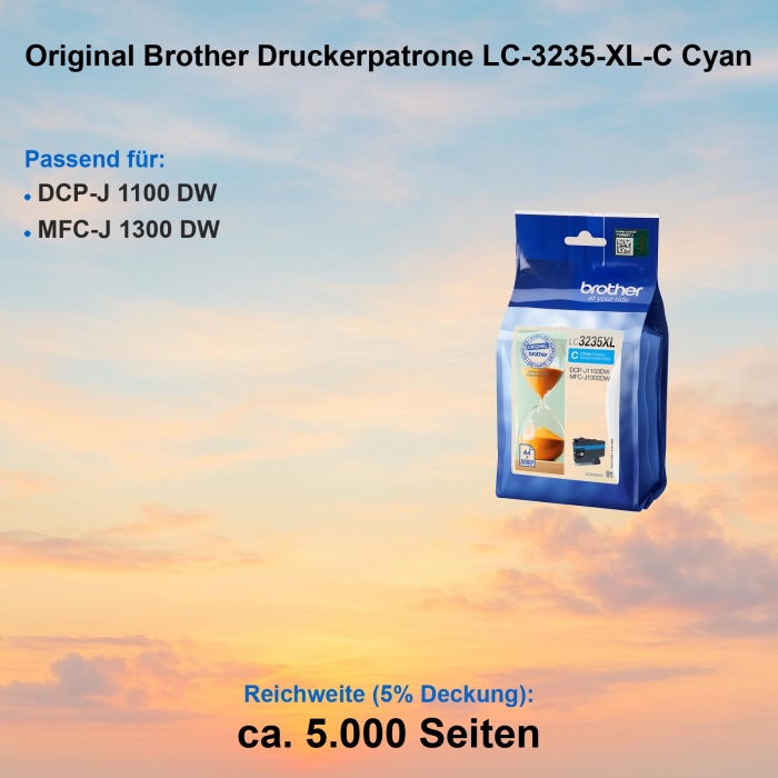 Original Brother Druckerpatrone LC-3235-XL-C Cyan
