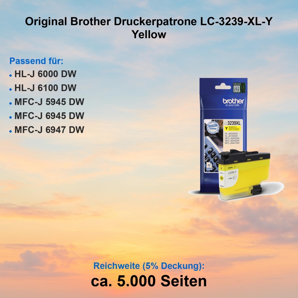 Original Brother Druckerpatrone LC-3239-XL-Y Yellow