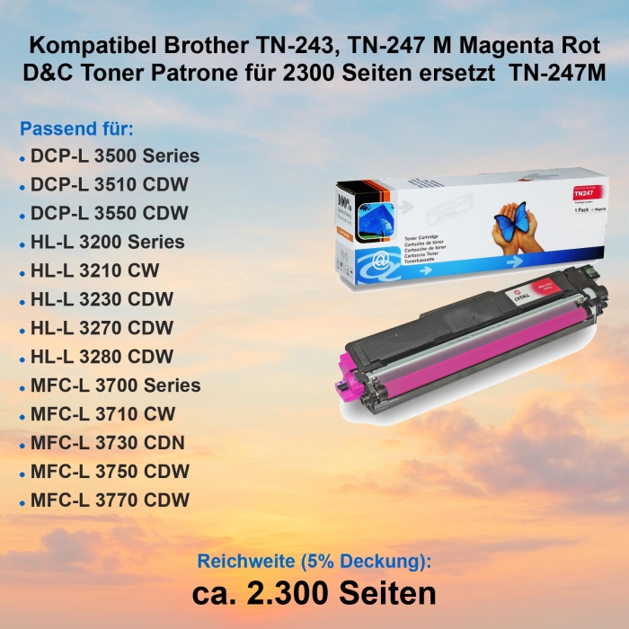 Kompatibel Brother TN-243M, TN-247M Magenta Rot D&C...